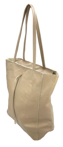 Grote foto beige vera pelle leren shopper sieraden tassen en uiterlijk schoudertassen