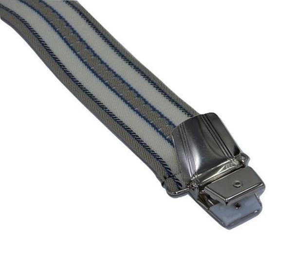 Grote foto crem blauw breed gestreepte bretels met extra sterke clips kleding dames riemen