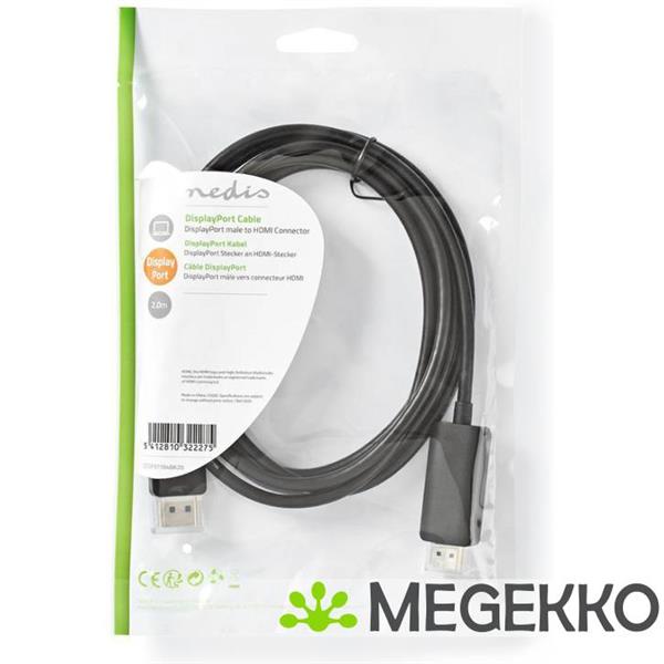 Grote foto displayport hdmi kabel 1.4 displayport male hdmi male 2 0 m zwart computers en software overige computers en software
