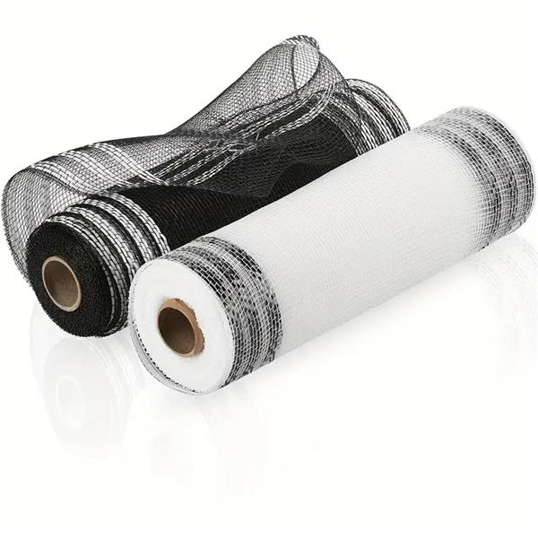 Grote foto deco mesh metallic set zwart wit voor kransen en inpakken decomesh verzamelen overige verzamelingen
