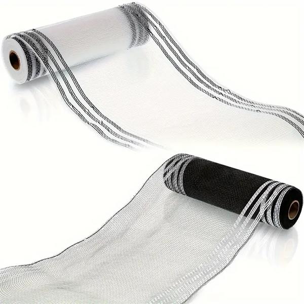 Grote foto deco mesh metallic set zwart wit voor kransen en inpakken decomesh verzamelen overige verzamelingen