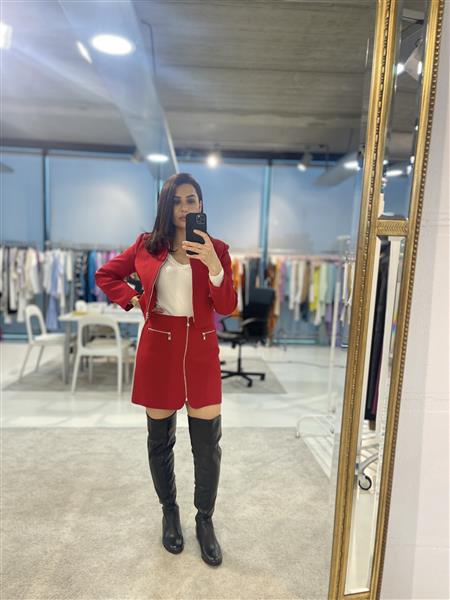 Grote foto straight zipped skirt 241 jada red kleding dames jurken en rokken