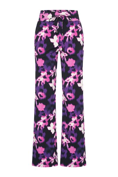 Grote foto travel pantalon flowers print devi 2089 purple kleding dames overige kledingstukken