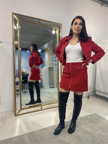 Grote foto straight zipped skirt 241 jada red kleding dames jurken en rokken