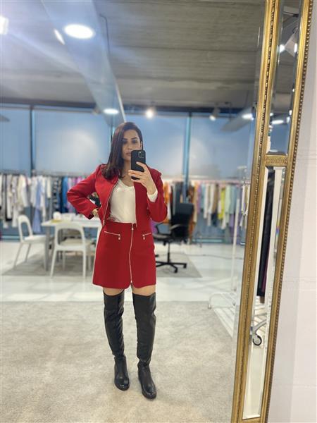 Grote foto straight zipped skirt 241 jada red kleding dames jurken en rokken