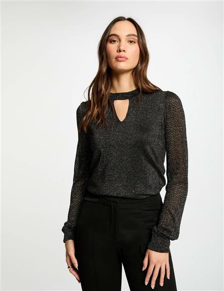 Grote foto trui ronde hals en opening 242mnight zwart kleding dames overige kledingstukken