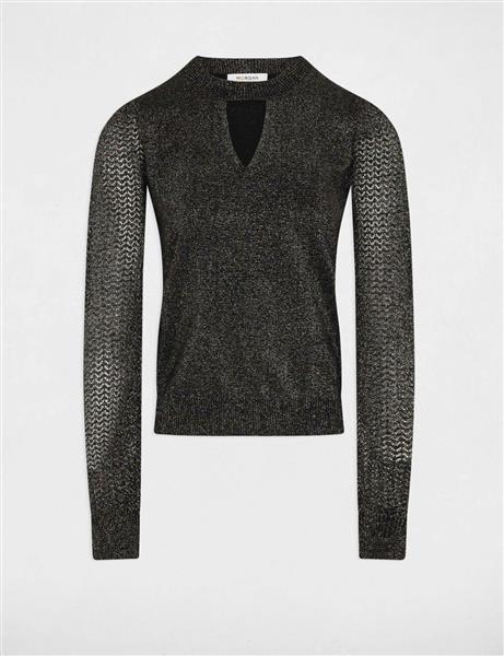 Grote foto trui ronde hals en opening 242mnight zwart kleding dames overige kledingstukken