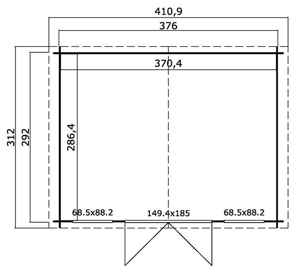 Grote foto tuinhuis blokhut dallas 376 x 292 cm tuin en terras tuinhuisjes en blokhutten