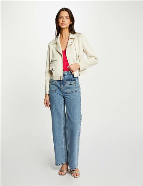 Grote foto straight jacket with suede effect 241 gousmi tofu kleding dames jassen zomer