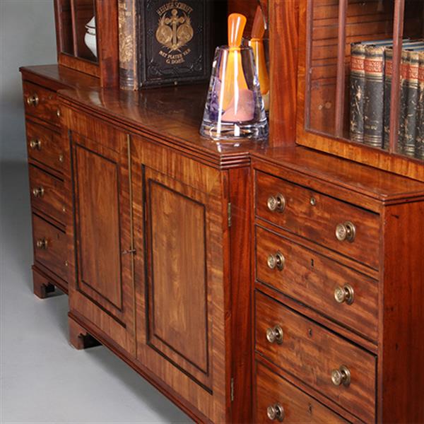 Grote foto zeer grote bibliotheekkast ca 1800 breakfront met 6 deuren en 6 laden en open vak no.232015 antiek en kunst stoelen en banken