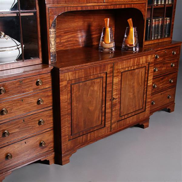 Grote foto zeer grote bibliotheekkast ca 1800 breakfront met 6 deuren en 6 laden en open vak no.232015 antiek en kunst stoelen en banken