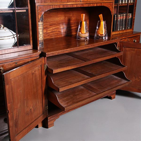 Grote foto zeer grote bibliotheekkast ca 1800 breakfront met 6 deuren en 6 laden en open vak no.232015 antiek en kunst stoelen en banken