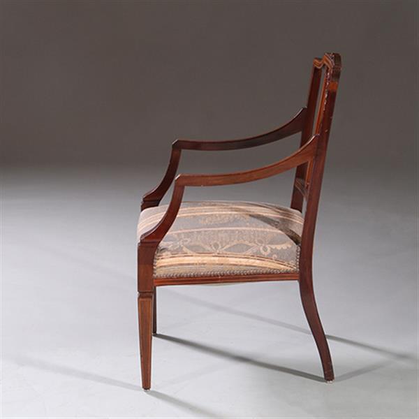 Grote foto stel armstoelen met zeer fraai ingelegde medaillons ca 1900 incl stoffering naar wens no.212805 antiek en kunst stoelen en banken