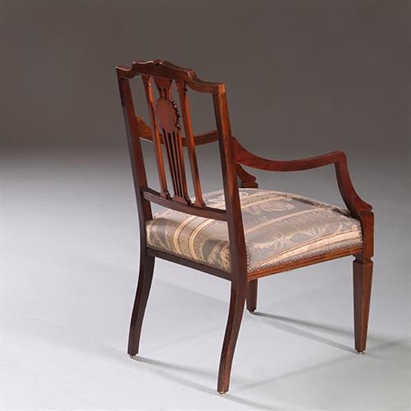 Grote foto stel armstoelen met zeer fraai ingelegde medaillons ca 1900 incl stoffering naar wens no.212805 antiek en kunst stoelen en banken