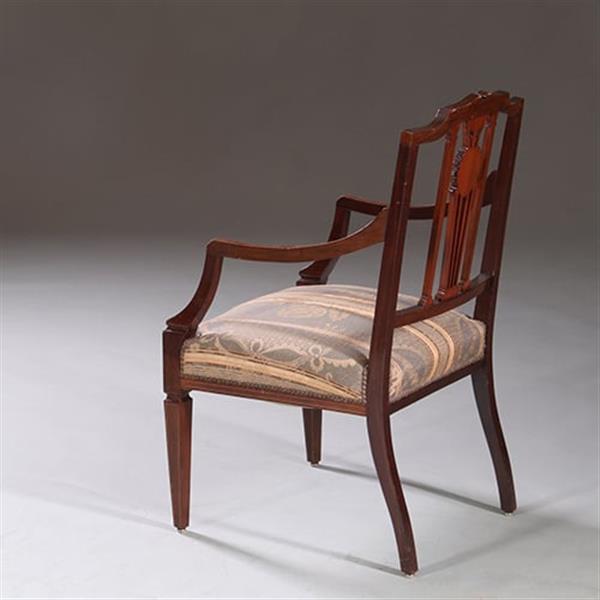 Grote foto stel armstoelen met zeer fraai ingelegde medaillons ca 1900 incl stoffering naar wens no.212805 antiek en kunst stoelen en banken
