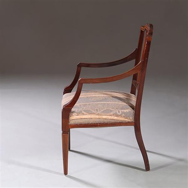 Grote foto stel armstoelen met zeer fraai ingelegde medaillons ca 1900 incl stoffering naar wens no.212805 antiek en kunst stoelen en banken