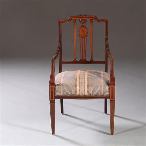 Grote foto stel armstoelen met zeer fraai ingelegde medaillons ca 1900 incl stoffering naar wens no.212805 antiek en kunst stoelen en banken