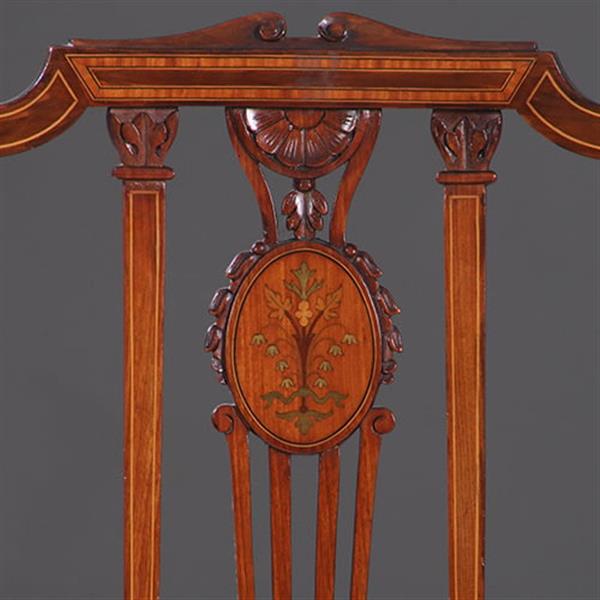 Grote foto stel armstoelen met zeer fraai ingelegde medaillons ca 1900 incl stoffering naar wens no.212805 antiek en kunst stoelen en banken
