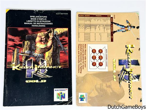 Grote foto nintendo 64 n64 killer instinct gold ngae manual quick reference card spelcomputers games overige nintendo games