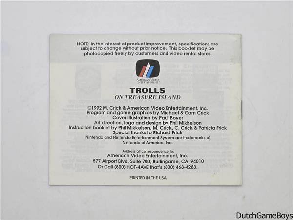 Grote foto nintendo nes trolls on treasure island usa manual spelcomputers games overige nintendo games