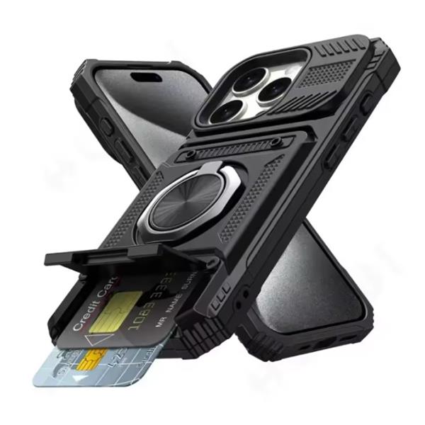 Grote foto iphone 16 plus card slot hoesje met kickstand grip socket magnetische cover case zwart telecommunicatie mobieltjes