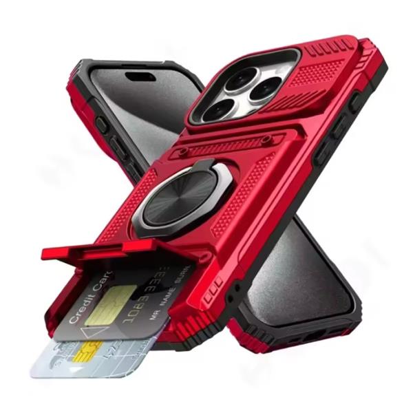 Grote foto iphone 11 pro max card slot hoesje met kickstand grip socket magnetische cover case rood telecommunicatie mobieltjes