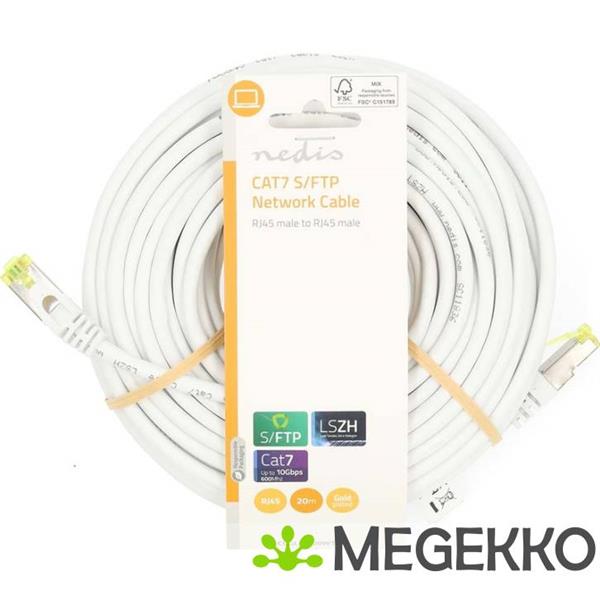 Grote foto cat7 netwerkkabel s ftp rj45 male rj45 male 20.0 m snagless rond lszh wit label computers en software netwerkkaarten routers en switches
