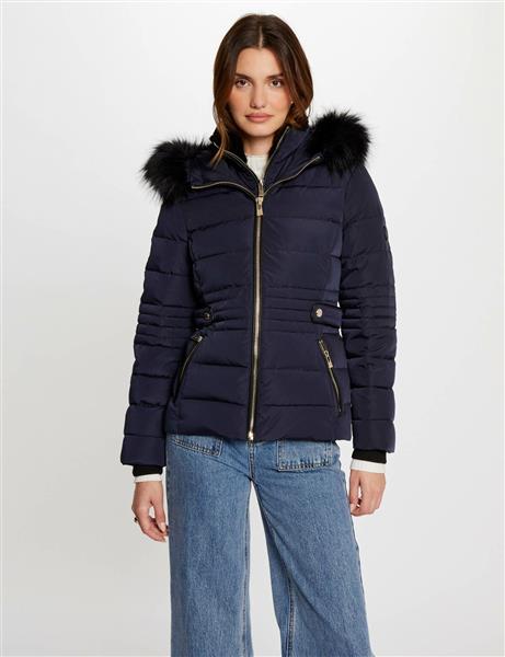Grote foto recht gewatteerd jack met capuchon 242 gipiti marine kleding dames jassen zomer