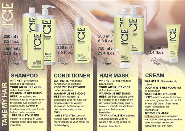 Grote foto ice professional tame my hair shampoo 1000ml kleding dames sieraden