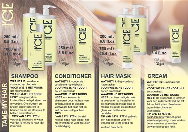 Grote foto ice professional tame my hair shampoo 1000ml kleding dames sieraden