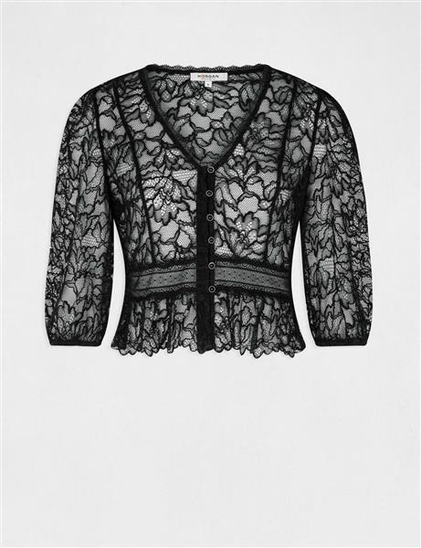 Grote foto 3 4 length sleeved t shirt with lace black kleding dames t shirts