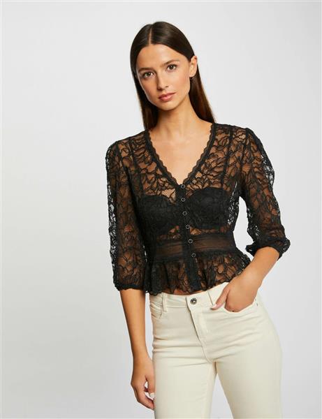 Grote foto 3 4 length sleeved t shirt with lace black kleding dames t shirts