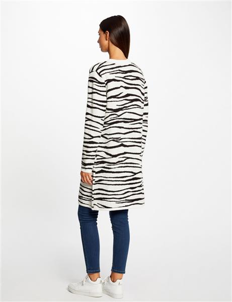 Grote foto long cardigan with zebra print 232 mbrick black kleding dames truien en vesten