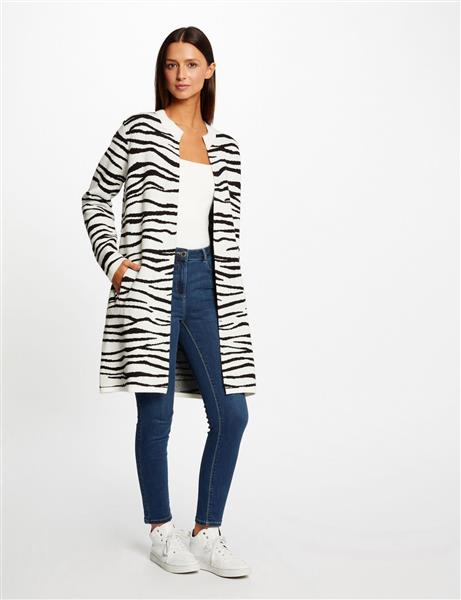 Grote foto long cardigan with zebra print 232 mbrick black kleding dames truien en vesten