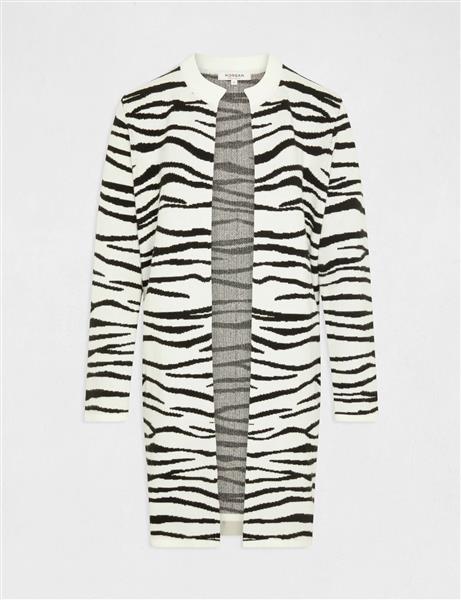 Grote foto long cardigan with zebra print 232 mbrick black kleding dames truien en vesten