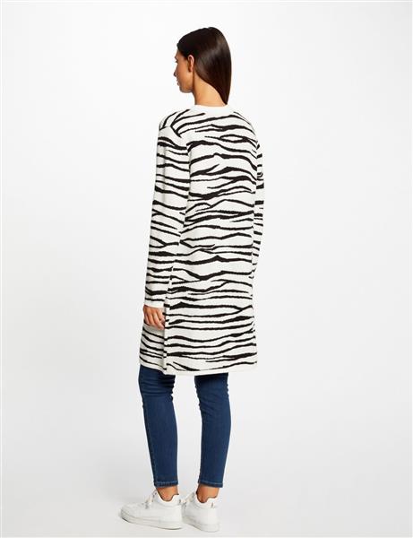 Grote foto long cardigan with zebra print 232 mbrick black kleding dames truien en vesten