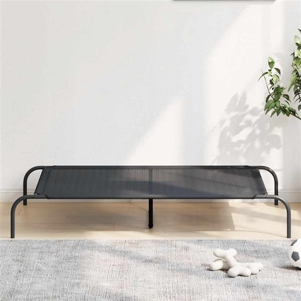 Grote foto vidaxl hondenmand verhoogd 130x80x20 cm textiel en staal zwart dieren en toebehoren toebehoren