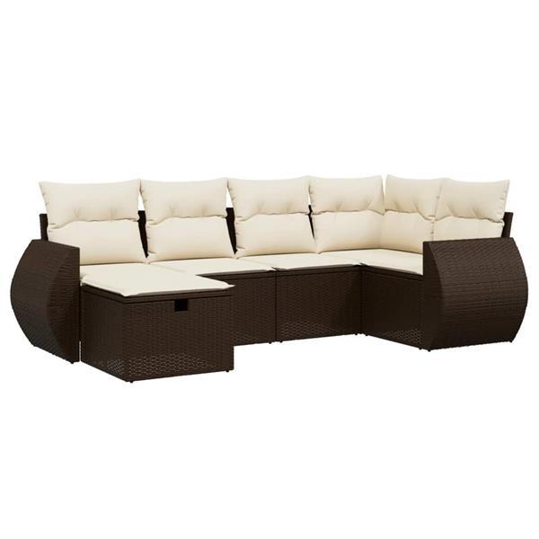 Grote foto vidaxl 6 delige loungeset met kussens poly rattan bruin tuin en terras tuinmeubelen