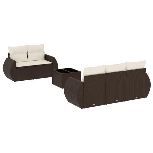 Grote foto vidaxl 6 delige loungeset met kussens poly rattan bruin tuin en terras tuinmeubelen