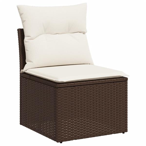 Grote foto vidaxl 7 delige loungeset met kussens poly rattan bruin tuin en terras tuinmeubelen