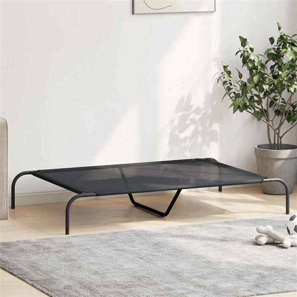 Grote foto vidaxl hondenmand verhoogd 130x80x20 cm textiel en staal zwart dieren en toebehoren toebehoren