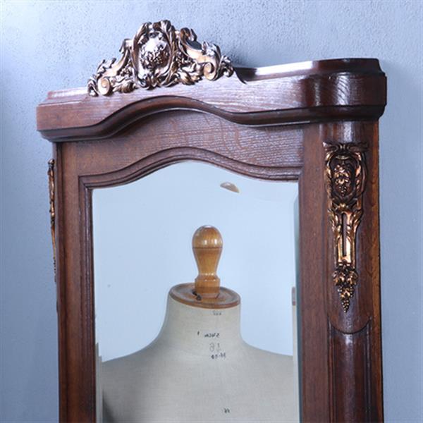 Grote foto schouwspiegel met facetgeslepen spiegelglas in eikenhouten lijst met bronzen ornamenten ca 1875 no. antiek en kunst spiegels
