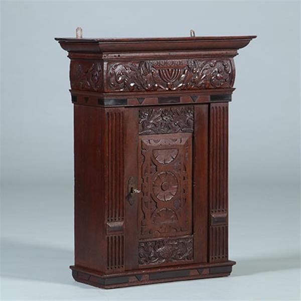 Grote foto hollands eikenhouten ndeurs wandkastje renaissance 1650 en later no.211765 antiek en kunst stoelen en banken