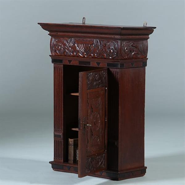 Grote foto hollands eikenhouten ndeurs wandkastje renaissance 1650 en later no.211765 antiek en kunst stoelen en banken