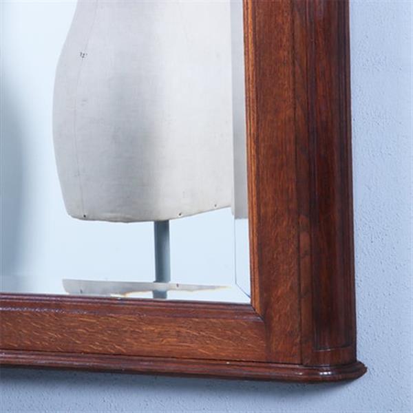 Grote foto schouwspiegel met facetgeslepen spiegelglas in eikenhouten lijst met bronzen ornamenten ca 1875 no. antiek en kunst spiegels