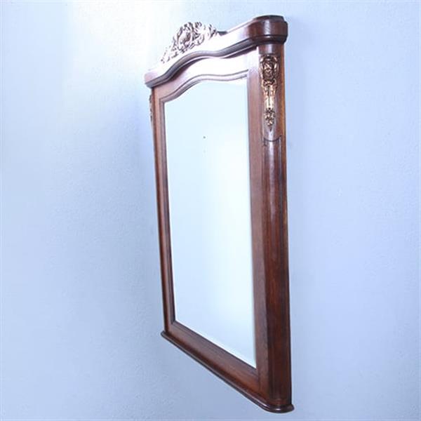 Grote foto schouwspiegel met facetgeslepen spiegelglas in eikenhouten lijst met bronzen ornamenten ca 1875 no. antiek en kunst spiegels