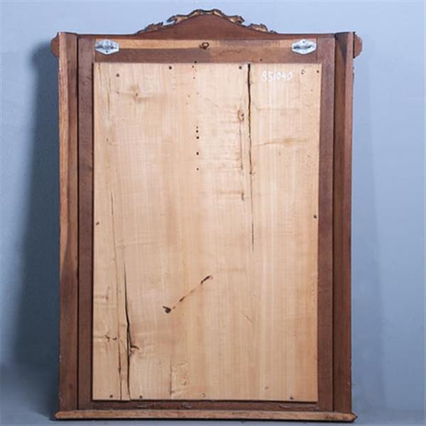 Grote foto schouwspiegel met facetgeslepen spiegelglas in eikenhouten lijst met bronzen ornamenten ca 1875 no. antiek en kunst spiegels