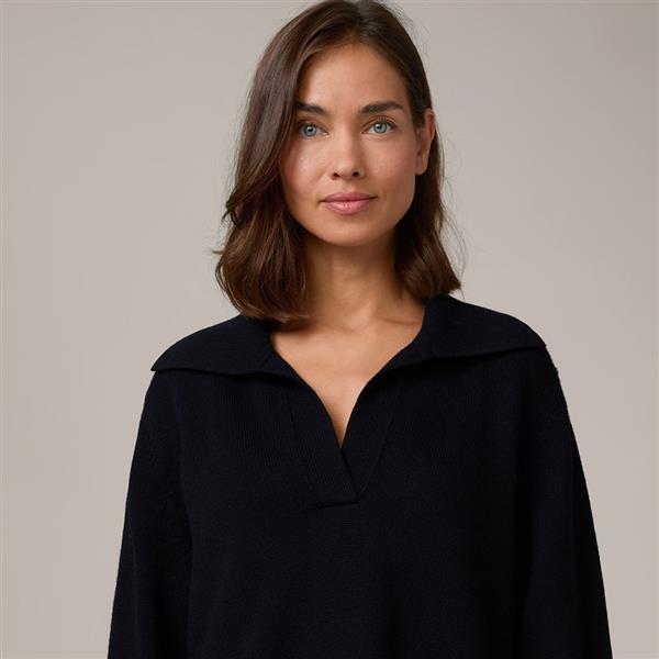 Grote foto windsor merino fine knit pullover polokraag navy maat 38 kleding dames truien en vesten