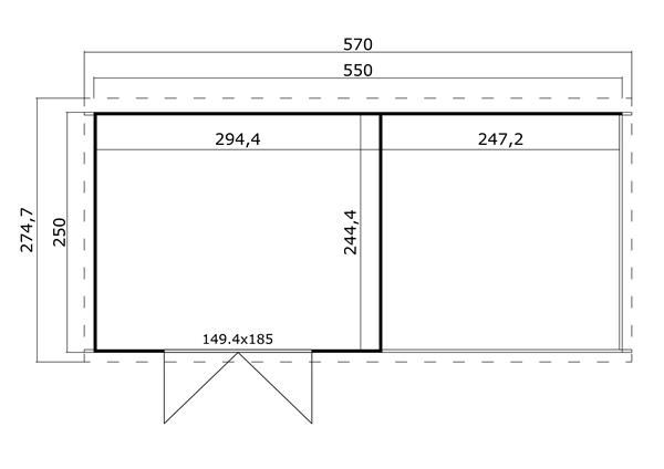 Grote foto tuinhuis blokhut kjeld 550x250x211 cm tuin en terras tuinhuisjes en blokhutten