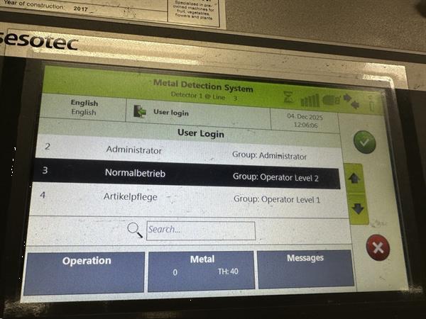 Grote foto bizerba sesotec varicon 1300 200 250 150 125 t1 metaaldetector met blazer agrarisch tuinbouw